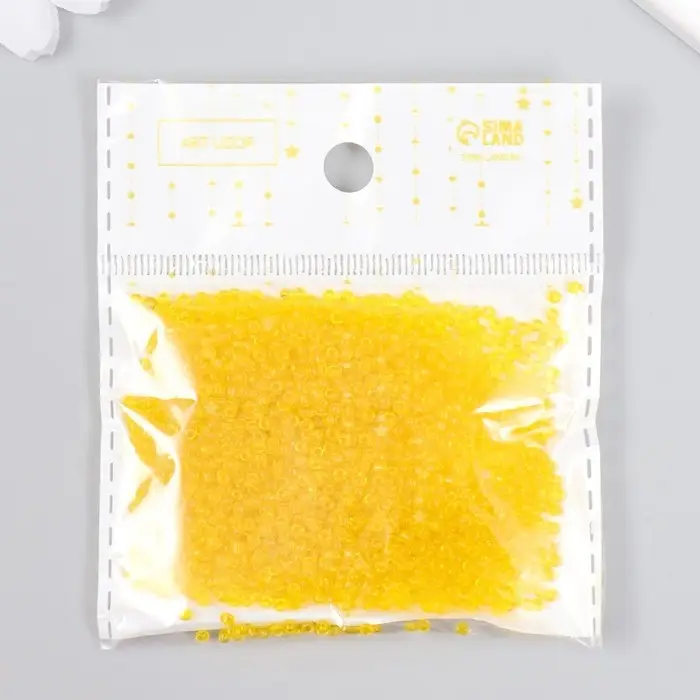 Бисер круглый 12/0 "Жёлтый прозрачный" 20 гр