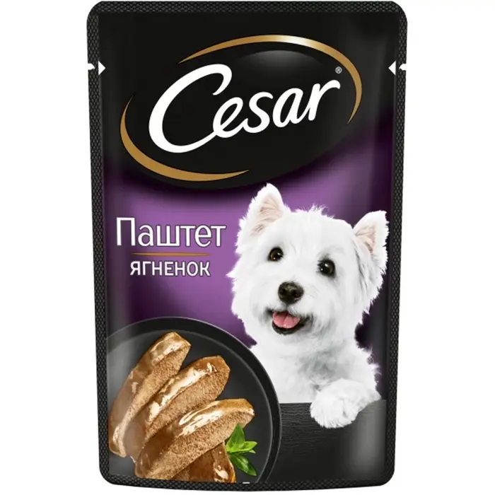 Влажный корм Cesar для собак, паштет с ягнёнком, пауч, 80 г