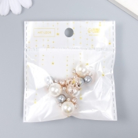 Декор для творчества металл, пластик "Три жемчужинки" стразы набор 4 шт 2х1,7 см