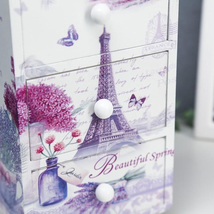 Шкатулка дерево комод "Эйфелева башня и лаванда" 19,5х11х8 см
