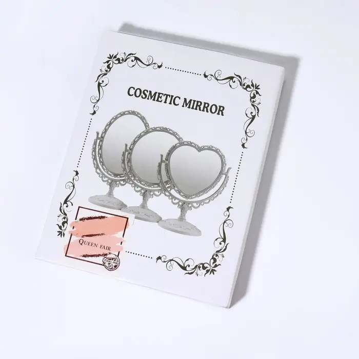 Зеркало декоративное, двустороннее, с увеличением, 14&times;18 см, (d=10 см), цвет серебряный