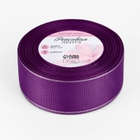 Лента репсовая 40мм*25&plusmn;1ярд(23м&plusmn;1м) серебряные нити №046 фиолетовый АУ