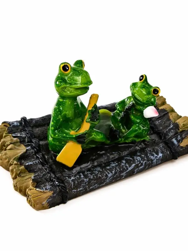 Садовая фигура 17 х 11 х 9,5 см "Лягушки на плоту" Водоплавающая