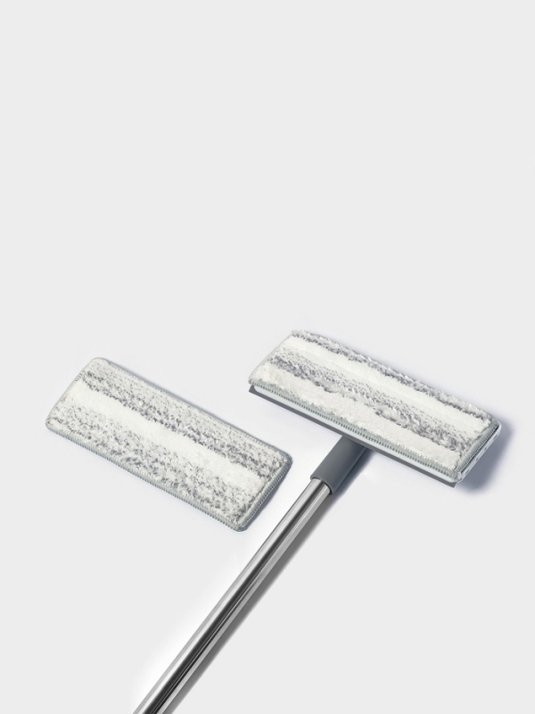 Швабра для стен и окон, со сгоном, стальная ручка, 2 насадки микроф 20х8х85 см