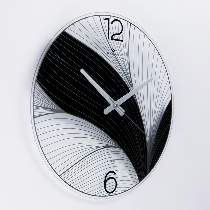 Часы настенные, интерьерные "Черный лотос", бесшумные, d-39 см