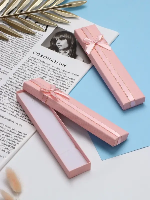 Набор короборчек подарочных 6 шт.  под браслет/цепочку/часы, 21*4*2, цвет розовый с перламутровым бл