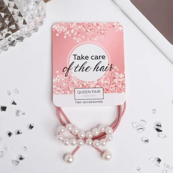 Резинка для волос "Жемчужный бантик" 7 см, микс