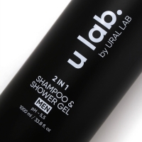 Гель для душа и шампунь мужской 2 в 1, 1000 мл, ULAB