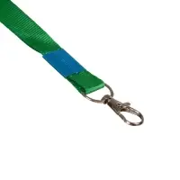 Лента для бейджа, 15 мм х 80 см, с металлическим карабином, зелёная