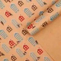 Бумага упаковочная крафтовая &laquo;Домики&raquo;, 50 х 70 см