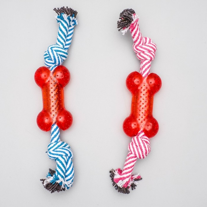 Игрушка канатная с косточкой, до 90 г, до 26 см, микс цветов