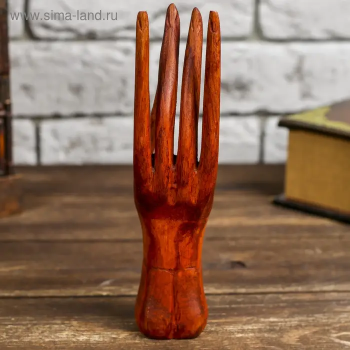 Подставка для колец дерево "Рука роспись" 20 см