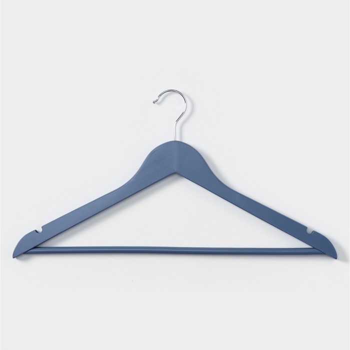 Плечики - вешалки для одежды LaDо́m Brillant, 44,5&times;23&times;1,2 см, 3 шт, деревянные, широкие плечики, цвет синий