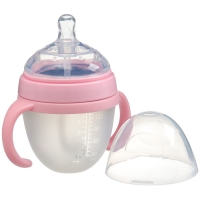 Бутылочка для кормления M&B, ШГ &Oslash;70мм, 150мл., с ручками, силиконовая колба, цвет розовый