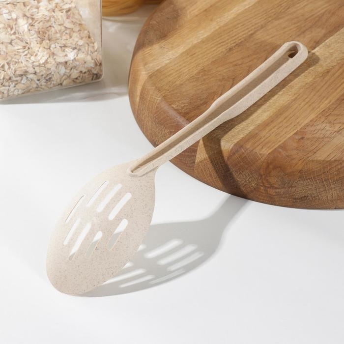 Ложка с прорезями Доляна &laquo;Беж&raquo;, 28,5&times;6,2 см, цвет бежевый