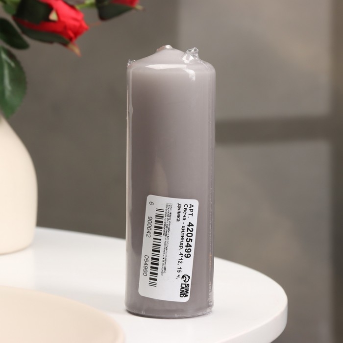 Свеча - цилиндр, 4&times;12 см, 15 ч, дымка