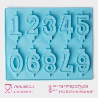 Форма для шоколада Доляна &laquo;Цифры&raquo;, силикон, 26&times;21 см, 10 ячеек (7&times;4 см), цвет МИКС