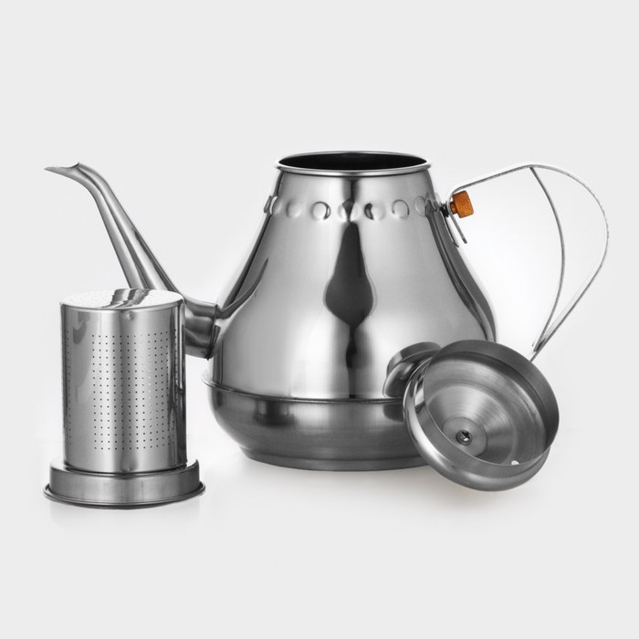 Чайник заварочный из нержавеющей стали &laquo;Леранс&raquo;, 1,2 л, металлическое сито, цвет хромированный