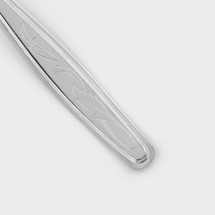 Ложка столовая &laquo;Силуэт&raquo;, длина 20 см, толщина 1 мм, упрощённой обработки, цвет серебряный