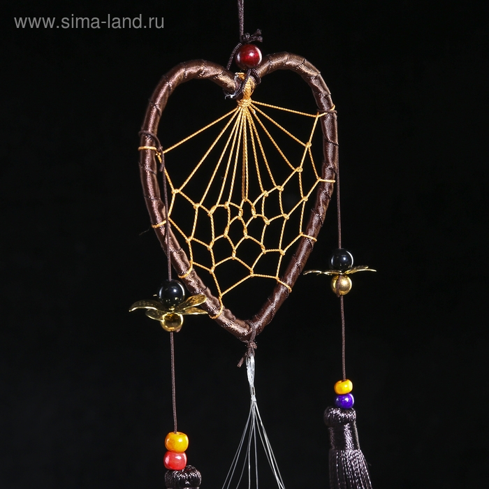 Музыка ветра с ловцом снов "Сердце с кисточками и слон" 4 трубки d=10,5 длина 45 см