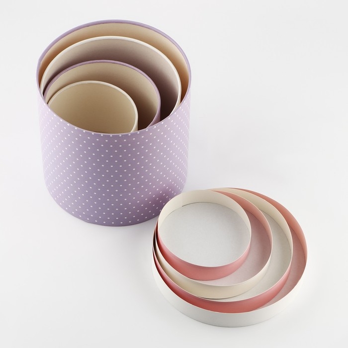 Набор шляпных коробок 4 в 1 &laquo;Акварельные цветы&raquo;, 12 х 12 - 20 х 20 см