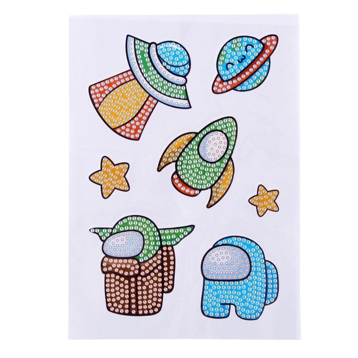 Алмазная мозаика-стикер с полным заполнением для детей &laquo;Космос&raquo;