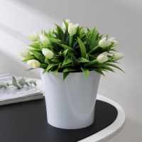 Кашпо для цветов со вставкой &laquo;Арте&raquo;, 1,2 л, бело-чёрное