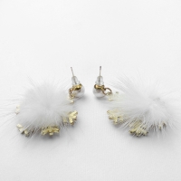 Серьги &laquo;Новогодние&raquo; пушистая снежинка, цвет белый в золоте