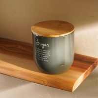 Банка для сахара SL Home, 12&times;12 см, цвет серый, с бамбуковой крышкой