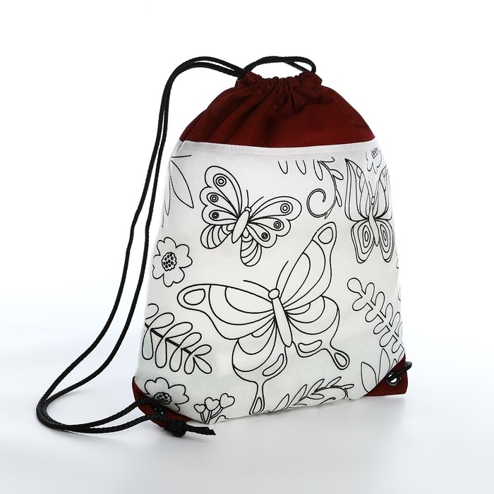 Мешок для обуви под раскраску &laquo;Бабочки&raquo; 34х40 см, спанбонд