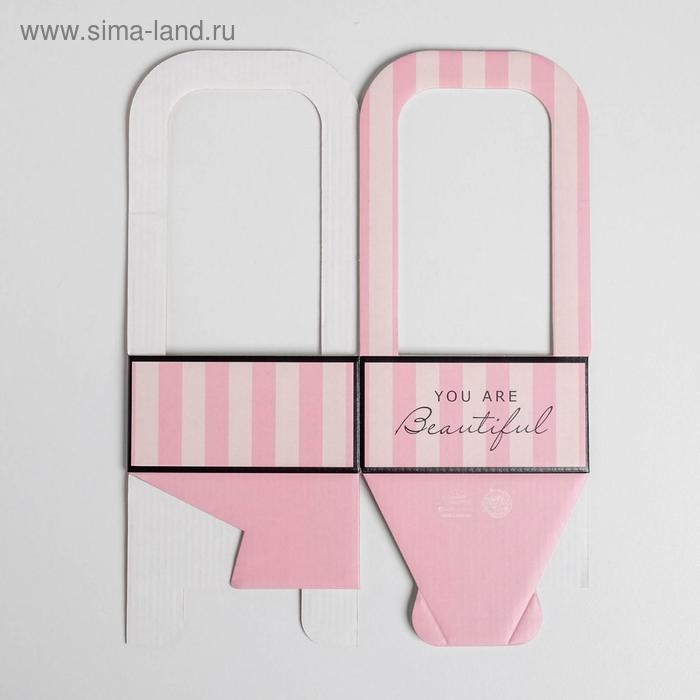 Коробка-переноска для цветов &laquo;Розовая&raquo;, 12 см &times; 12 см &times; 22 см