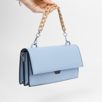 Цепочка для сумки, с карабинами, пластиковая, 23 &times; 17 мм, 30 см, цвет светло-коричневый/серебряный