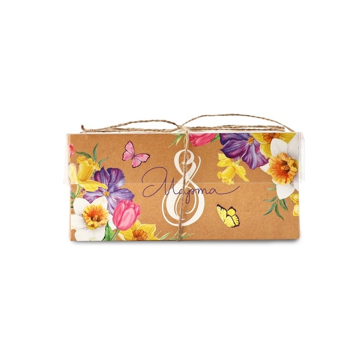 Коробка для капкейков, кондитерская упаковка, 4 ячейки &laquo;С 8 марта&raquo;, 16 х 16 х 7.5 см