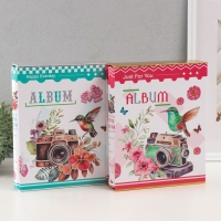 Фотоальбом на 100 фото 10х15 см "Камера и колибри" серебро, в коробке МИКС 5,5х20.8х26 см