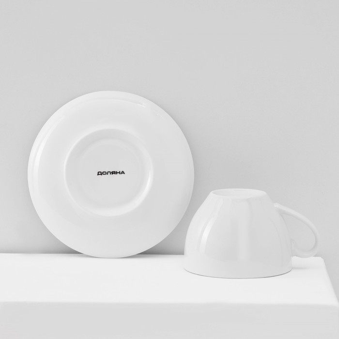 Сервиз фарфоровый чайный Доляна &laquo;Зайка&raquo;, 12 предметов: 6 чашек 250 мл, 6 блюдец d=15 см, цвет белый