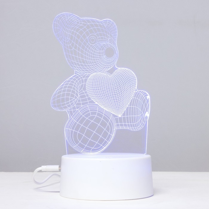 Светильник сенсорный "Мишутка" LED 7 цветов USB/от батареек белый