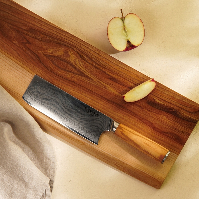 Нож кухонный SL Home &laquo;Оливия&raquo;, топорик, лезвие 17,78 см, дамасская сталь, цвет коричневый