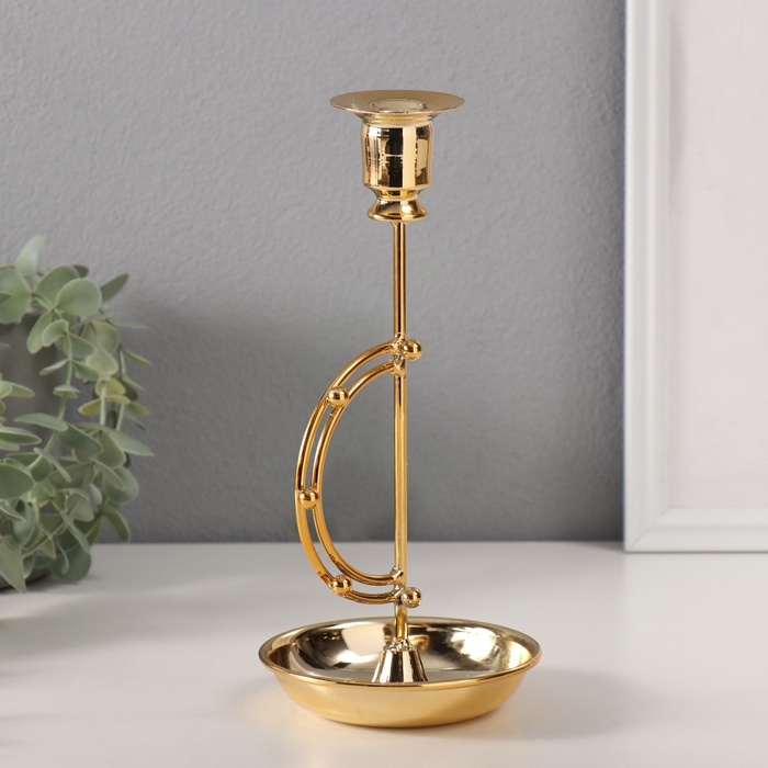 Подсвечник металл на 1 свечу "Шарики на дуге" d-2 см 10,5х10,5х23 см