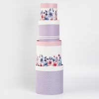 Набор шляпных коробок 4 в 1 &laquo;Акварельные цветы&raquo;, 12 х 12 - 20 х 20 см