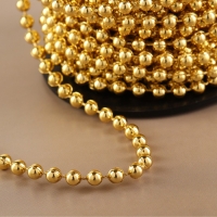 Бусы на нитях, круглые, 4 мм, 9 &plusmn; 1 м, цвет золотой
