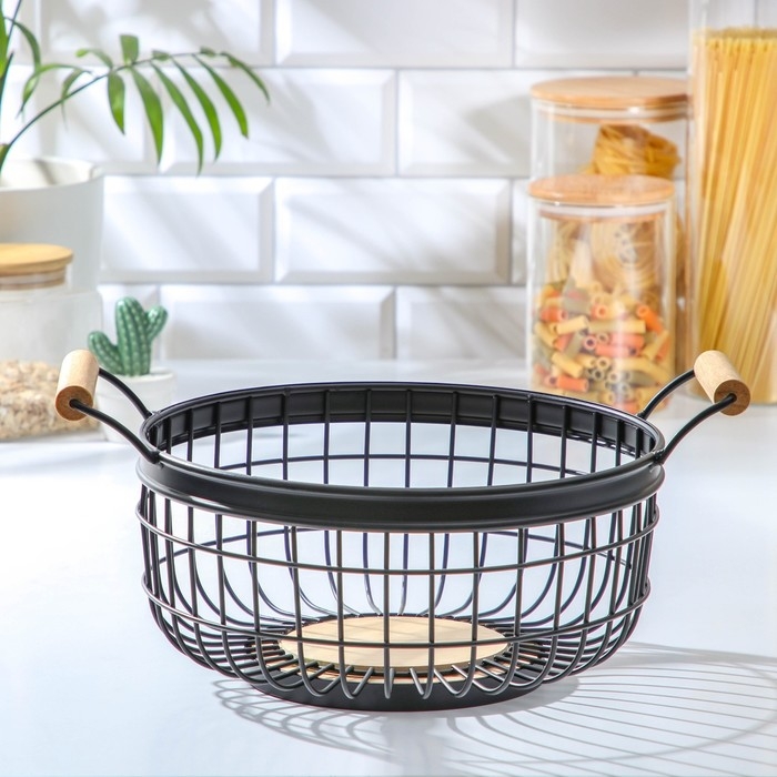 Фруктовница Доляна &laquo;Эстетика&raquo;, 36&times;28&times;14,5 см, цвет чёрный