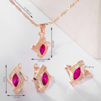 Гарнитур 3 предмета: серьги, кулон, кольцо &laquo;Эдель&raquo; ромб совершенство, цвет розовый в золоте, 45 см