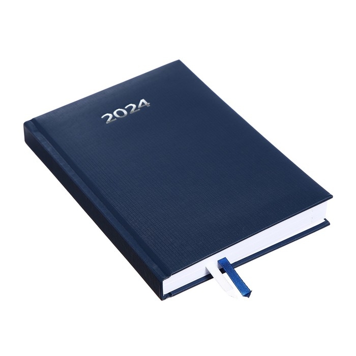 Ежедневник датированный 2024 года, А5, 176 листов, Attomex.Lancaster, обложка балакрон, ляссе, блок 70 г/м2, синий