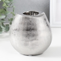 Подсвечник керамика на 1 свечу "Глория" d=4 см серебро 12,5х8х12 см