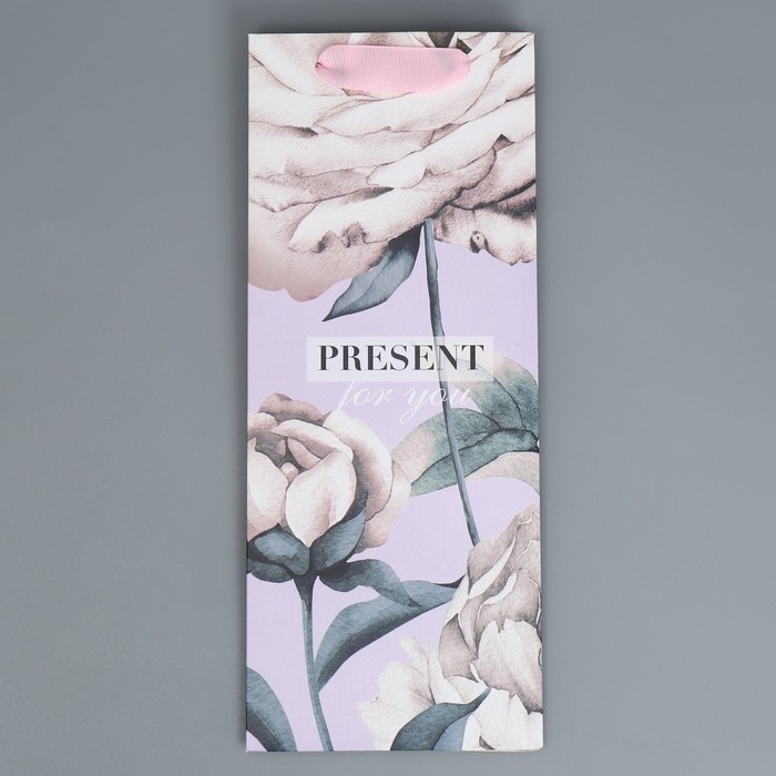 Пакет подарочный под бутылку, упаковка, &laquo;Нежность&raquo;, 13 х 32 х 11,3 см