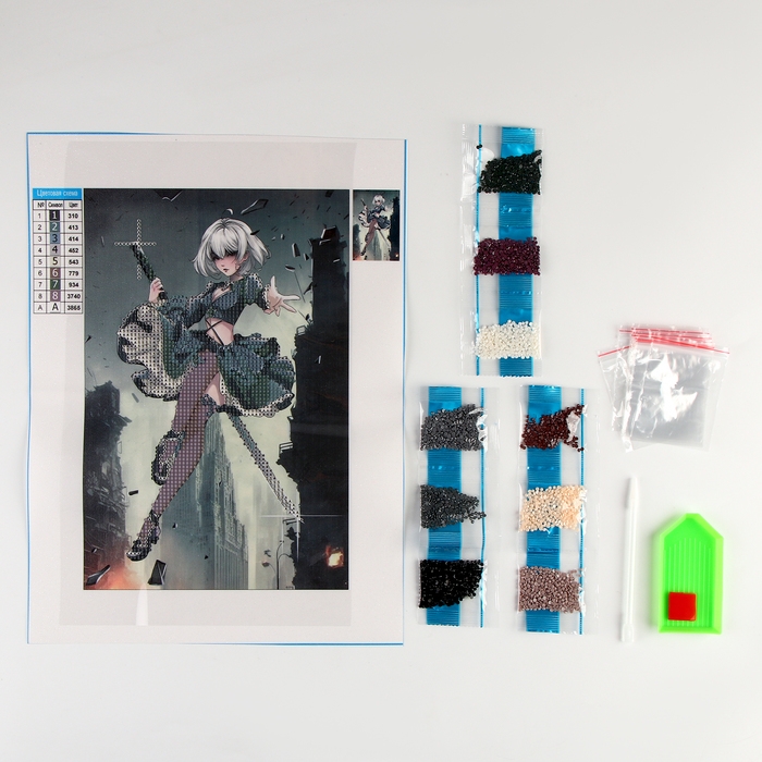 Алмазная мозаика с частичным заполнением на холсте &laquo;Девушка с клинком&raquo;&lrm;, 20 х 30 см