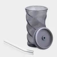 Стакан с трубочкой "Вихрь" 500 мл, 8х8х16 см, силиконовая крышка, черный