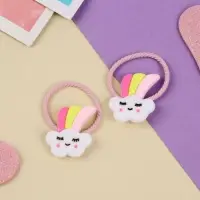 Резинка для волос "Крошка" (набор 2 шт) облачко шлейф,3 см,бело-розовый