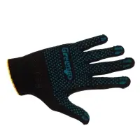 Перчатки садовые, хб, вязка 7 класс, 4 нити, размер 9, с ПВХ точками, чёрные, Greengo