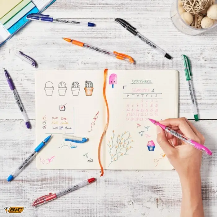 Ручка гелевая, синяя, тонкое письмо 0,5 мм, BIC Gelocity Stiс, удобный держатель для письма